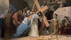Jesus møder sin mor, Maria, mens han bærer sit kors